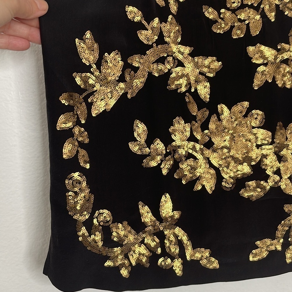 Club Monaco Black 100% Silk Copper Sequin Embellished Tank Top Size Small - Picture 3 of 7